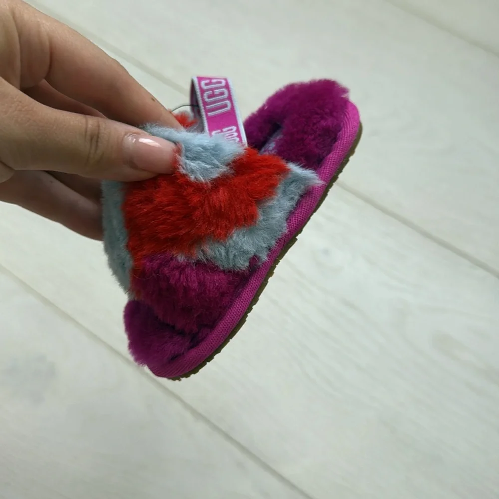 UGG Kids Colorful Fluffy Slippers